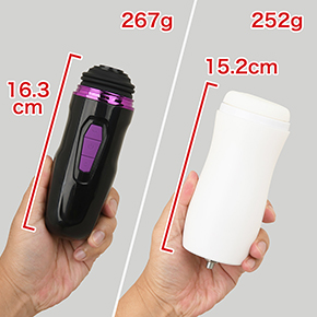 本体自体はコンパクト。ただ、カップと接続すると全長は30cmを超え、重さもそれなりに。　※数値はＮＬＳ実測値