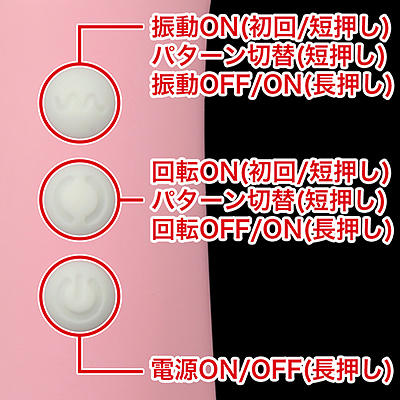 ５種類の振動パターンと３種類の回転パターンを搭載。振動と回転は個別動作が可能です。
