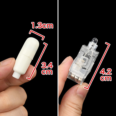 ローターもLEDライトも超コンパクト。品質的にも相当チープなため、耐久性にはあまり期待しないでください。　※数値はＮＬＳ実測値