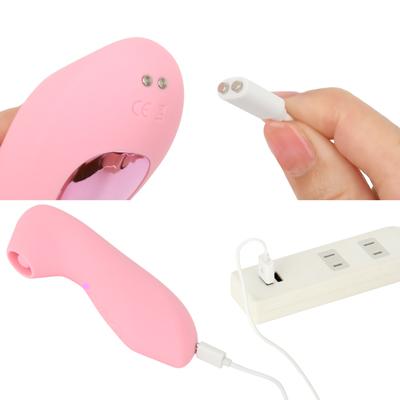充電はマグネット式USB充電仕様。充電時間は約60分、連続稼働時間は約90分です。充電中はライトが点滅します。