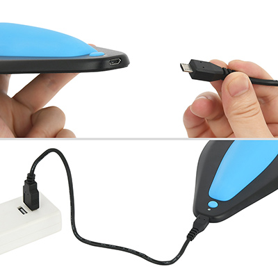 充電ケーブルはmicroUSB端子を採用。フル充電までは約1.5時間、連続稼働は約120分と、“Classic（クラシック）”と同じ性能です。