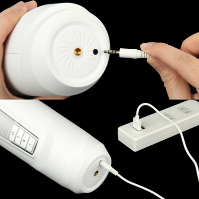充電はUSB充電式。充電時間は約４時間、連続稼働時間は約45分です。充電中はライトが点滅します。