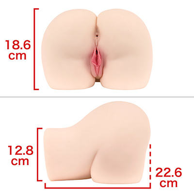後背位体勢ですがお腹側も造型されているため、仰向け利用ＯＫ。細部のディテールにまでこだわった、リアル生尻です。　※数値はＮＬＳ実測値