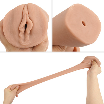 ビラビラの造型がシッカリ再現され、見た目にもエロいですね。ポンプ用なので当然貫通しており、ハリや弾力、伸縮性のバランスも良好。
