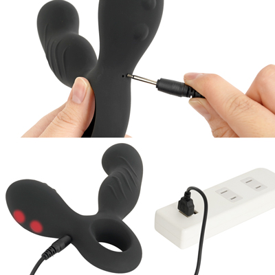充電はUSB充電式。充電時間は約2.5時間、連続稼働時間は約１～３時間です。充電中はライトが点滅し、充電が完了するとライトが消灯します。