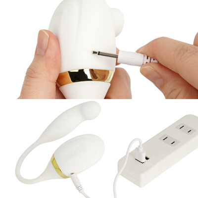 充電はUSB充電式。充電時間は約120分、連続稼働時間は約50分です。充電中はライトが点滅します。