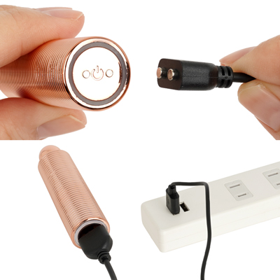 3.7Ｖのハイパワーリチャーブルバッテリーを搭載。充電時間は約60分、連続稼働時間は約90分です。充電中はライトが点滅します。