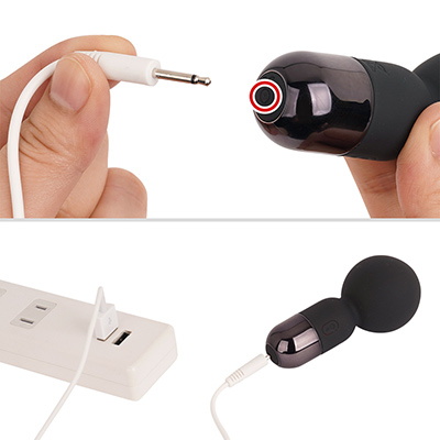 フル充電までは約１時間、連続稼働は約60分です。充電時は付属の専用ケーブルを、本体底部のジャックに差し込んでください。