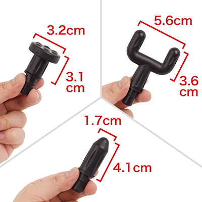 アタッチメントはほかに３種類あり、それぞれマッサージに適した部位が想定されています。まぁ、どこにどう使うかはユーザーの自由ですけどね（笑）　※数値はＮＬＳ実測値