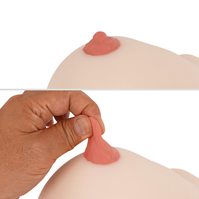 乳首はやや硬めの異素材を使い、コリコリ感を再現。乳輪がぷっくり膨らみ、ツブツブまで浮いたビジュアルもエロく、マニア受けしそうですね。