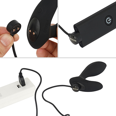 どちらも付属のマグネット式USBケーブルで充電します。本体はフル充電まで約1.5時間、連続稼働が約35分。リモコンはフル充電・約１時間／連続稼働・約100時間。