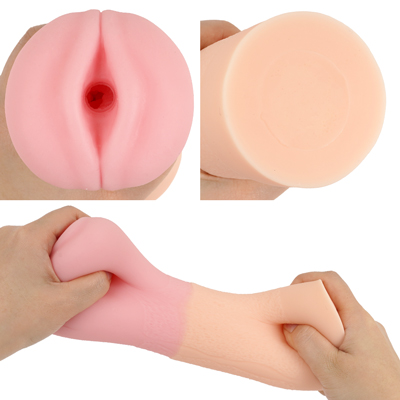 前後で異なる刺激と挿れ心地が楽しめるツートン素材を使用した非貫通式。