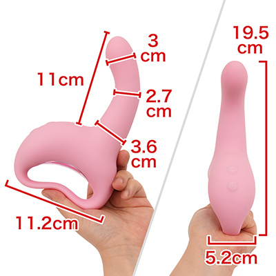 握りとシャフトがストレートになっていない、独特のグリップ付きフォルム。挿入部サイズはあくまで控えめです。　※数値はＮＬＳ実測値