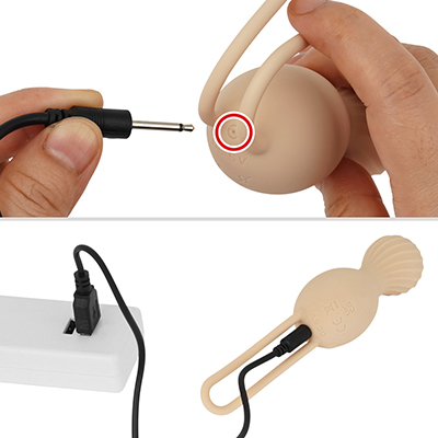専用ケーブルを使用するUSB充電仕様です。フル充電までは約１時間、連続稼働は約60分。膣トレには十分なスペックでしょう。