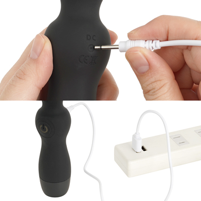 充電はUSB充電式。およそ90分の充電で、最大60分の使用が可能です。充電中はライトが点滅します。