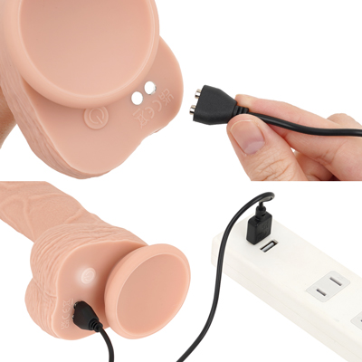 充電はマグネット式USB充電仕様。充電時間は約2.5時間、連続稼働時間は約50分です。充電中はライトが点滅し、充電が完了するとライトが点灯します。