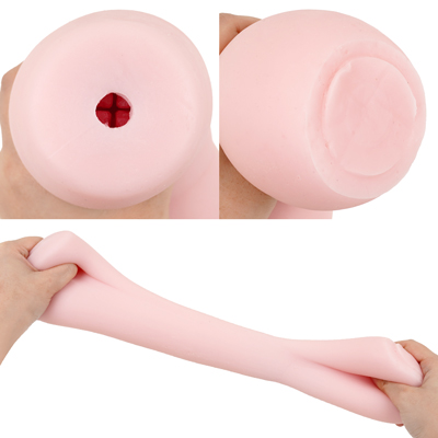 挿入口は入れやすい大口径タイプの非貫通式。。オイリーさはあるものの、ふわふわと触り心地が良く、マシュマロみたいな柔らかさです。