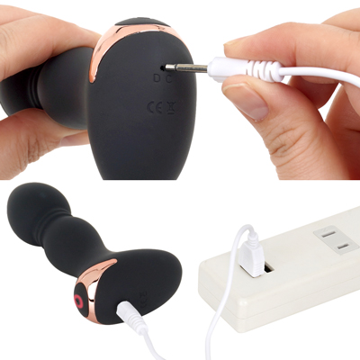 充電はUSB充電式。充電時間は約120分、連続稼働時間は約90分です。充電中はライトが点滅します。