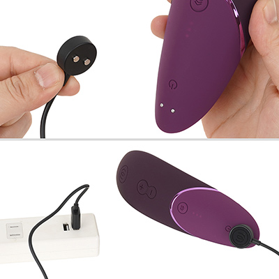 充電は専用のマグネットケーブルで。フル充電までは約２時間、連続稼働は約４時間（最大）です。バッテリー性能もかなり優秀ですね。