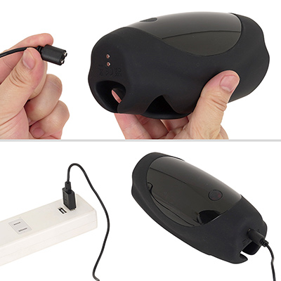 付属するマグネット接続のUSB充電ケーブルを使用します。フル充電までは約２時間、連続稼働は約60分。まぁまぁの性能でしょう。