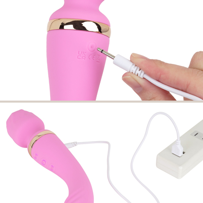 充電はUSB充電式。充電時間は約120分、連続稼働時間は約50分です。充電中はライトが点滅します。