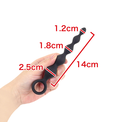 【14cm ストレート】スリムな小型のスティックながら、本格的な段階変化と程よい太さ、そして指ハンドルの使いやすさが一体となってサイズを越えたアナルの歓びをご堪能いただけます。　※数値はＮＬＳ実測値