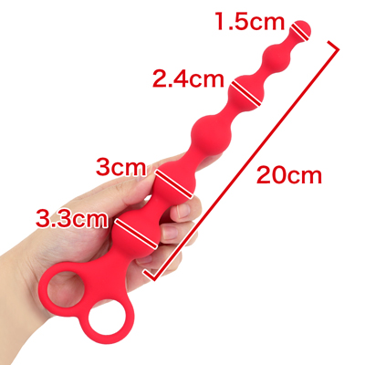 【20cm ストレート 赤】マットで上品なレッドカラー。一個一個にサイズ差を持たせることで、メリハリの効いた激快感に導きます。操作リング部はツインフィンガー式なので、より力強く繊細な操作が可能です。　※数値はＮＬＳ実測値