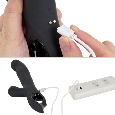充電はUSB充電式。充電時間は約100分、連続稼働時間は約50分です。充電中はライトが点滅し、充電が完了するとライトが点灯します。