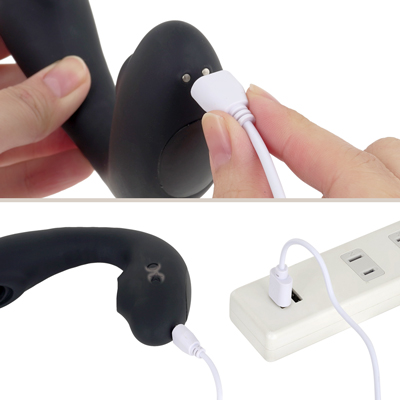 充電はマグネット式USB充電仕様。充電時間は約90分、連続稼働時間は約60分です。充電中はライトが点滅します。
