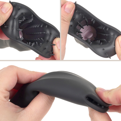 素材は肌ざわり滑らかな高品質シリコン仕様。高い伸縮性でいろんなサイズを包み込むようにフィットします。
