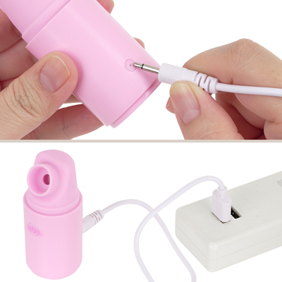 充電はUSB充電式。充電時間は約120分、連続稼働時間は約60分です。充電中はライトが点滅します。