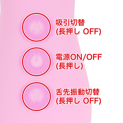 舌側・吸引側それぞれがワンボタンで操作可能なシンプル仕様。各10パターンの動作を楽しめます。