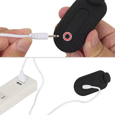 本体のDCプラグに付属ケーブルを挿し込んで充電します。フル充電までは約２時間、連続稼働は約50分とまずまず及第点。