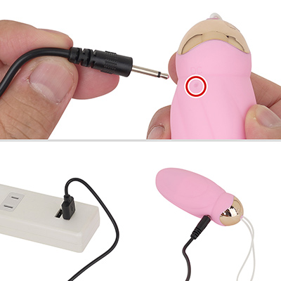 本体はUSB充電式。付属のケーブルをDCジャックに挿しましょう。フル充電までは約50分、連続稼働は約80分というハイスペックさが光ります。