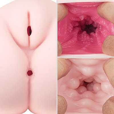 一本筋の入ったモリマン造型に大興奮。さらにくぱぁすると膣側はピンクのミミズが這い回り、アナル側は可愛いイボで埋め尽くされています。
