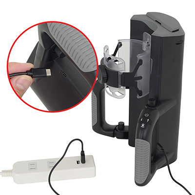 充電はUSB-Cケーブルを使用。付属しますが市販品も使えます。フル充電までは約２時間、連続稼働は約90分（最大）となっています。