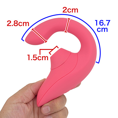 シャフトがカーブし、クリップのように挟むタイプです。挿入部が細いので負荷が小さく、それだけ長く楽しめます。　※数値はＮＬＳ実測値