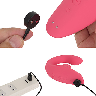マグネット端子でシッカリ接続できる充電ケーブル。フル充電までは約1.5時間、連続稼働は約90分と、なかなかのスペックです。