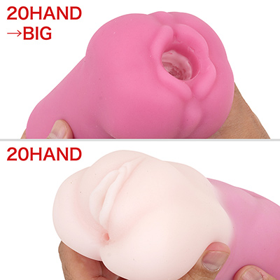 裂けやすいとされていた“20HAND”の挿入口を改良し、“BIG”では負荷を減らす丸型になりました。色気が減ったのは仕方ないでしょう。