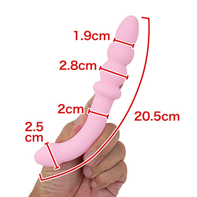 【ワームヘッド】いわゆる“アナルビーズ”に近い形状です。デコボコした段差が特長なので、引っ掛かりが欲しい人向け。　※数値はＮＬＳ実測値