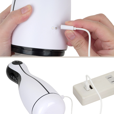 充電はマグネット式USB充電仕様。充電時間は約120分、最大連続稼働時間は約60分です。充電中はボタンが点滅します。