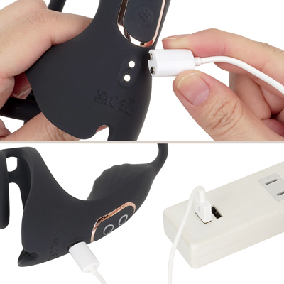 充電はマグネット式USB充電仕様。充電時間は約85分、最大連続稼働時間は約40分です。充電中はボタンが点滅し、満タンになると点灯します。