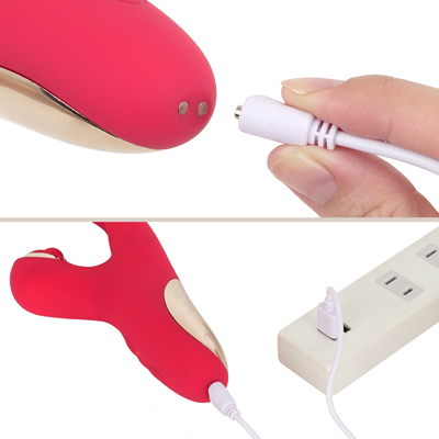 充電はマグネット式USB充電仕様。充電時間は約１～1.5時間、最大連続稼働時間は約１時間です。充電中はボタンが点滅します。
