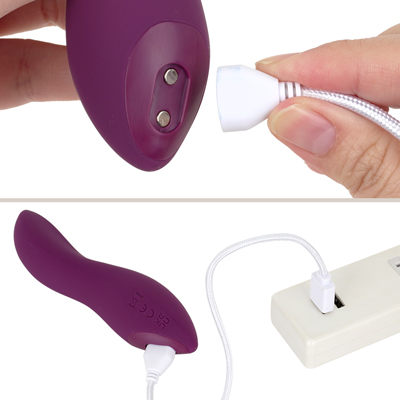 充電はマグネット式USB充電仕様。充電時間は約２時間、最大連続稼働時間は約１時間です。充電器を差し込むと、簡単にトラベルモードがオフになります。