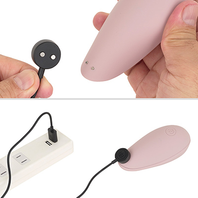 付属のマグネットケーブルで充電します。本体とケーブルは磁力の向きが合わないとくっつかないようになっているのが便利。フル充電までは約１時間、連続稼働は約120分とスタミナ性能もファビュラスです。