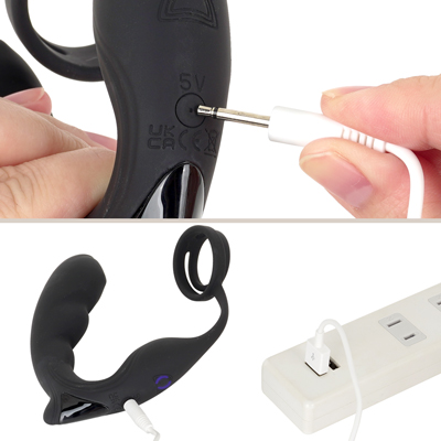 充電はUSB充電式。充電時間は約110分、連続稼働時間は約100分です。充電中はランプが点滅します。