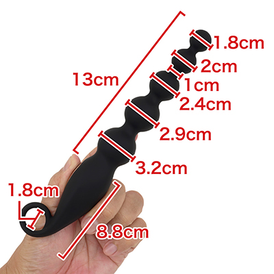 少しずつ大きくなる５連ビーズは、初心者でもムリなく開発できるサイズ感。この凸凹した感触がタマラナイんですよねぇ。　※数値はＮＬＳ実測値