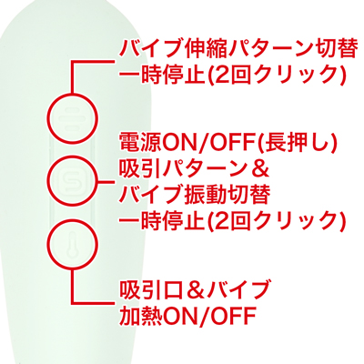 吸引ローターは本体と吸引ローター両方の電源が入っている状態で操作が可能になります。