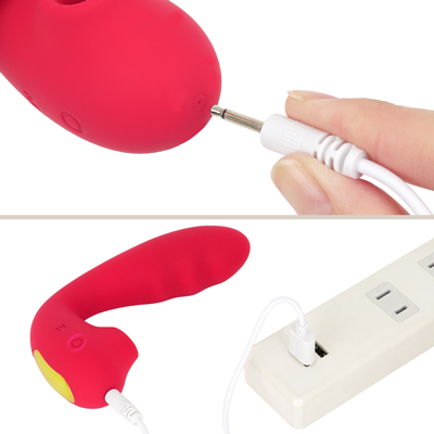 充電はUSB充電式。充電時間は約２時間、連続稼働時間は約40分です。充電中はボタンが点滅します。