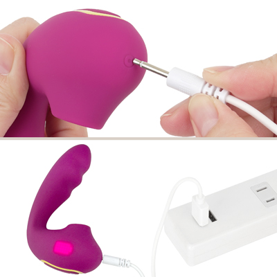 充電はUSB充電式。充電時間は約2.5時間、連続稼働時間は約55分です。バッテリー残量もLED表示で確認できます。